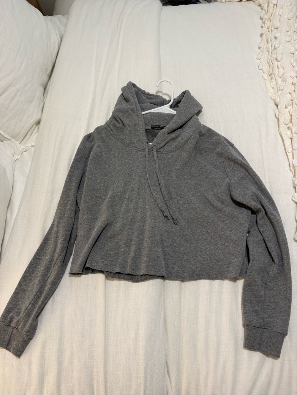 Brandy Melville Gray Cropped Hoodie - Soft Lightweight Pullover